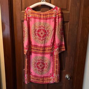 Women's Pink Printed 3/4 sleeve Dress Laundry by Shelli Segal NWT $195